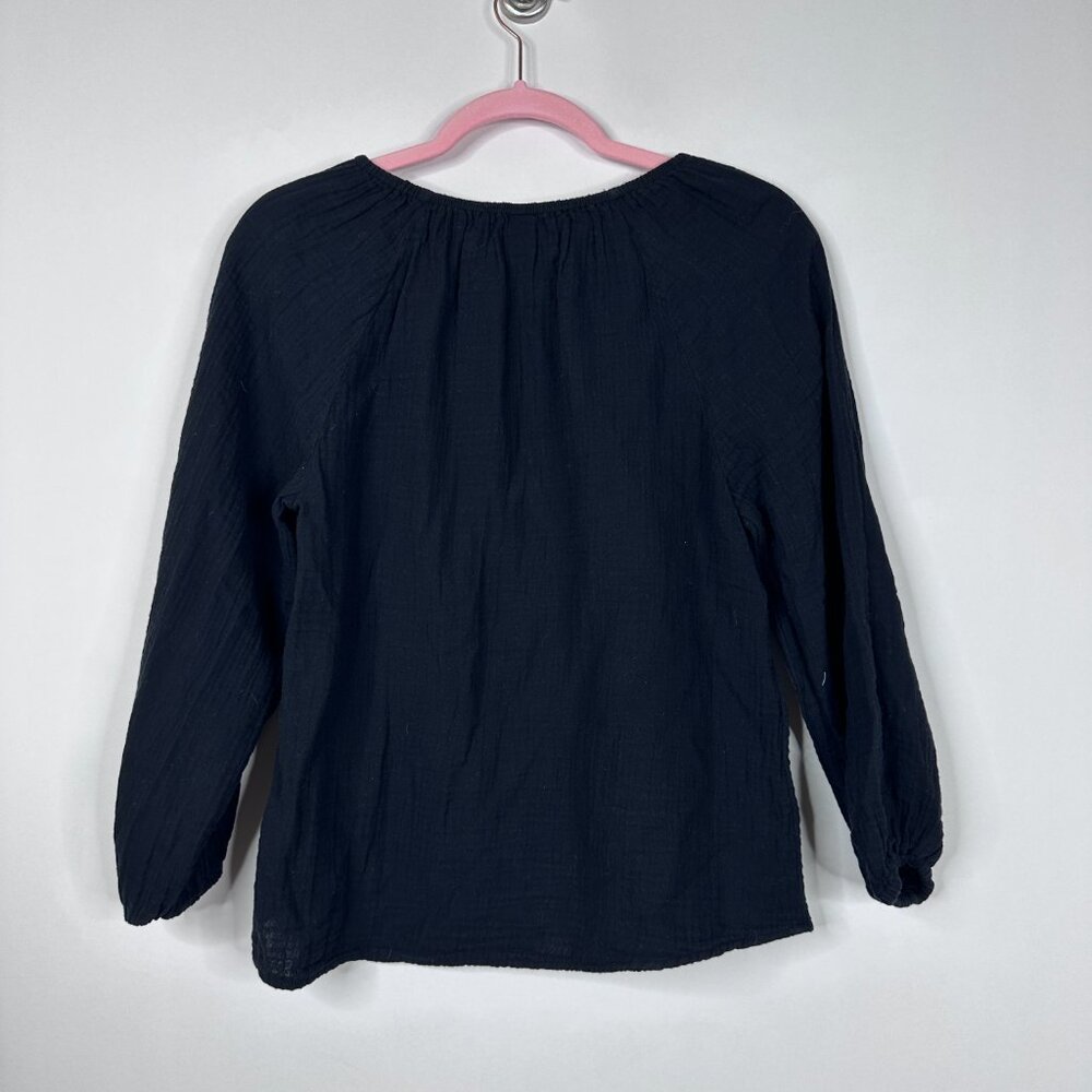 2/$30 Old Navy Shirred Double-Weave Blouse Lost At Sea Navy XS #A1633 - Picture 5 of 8